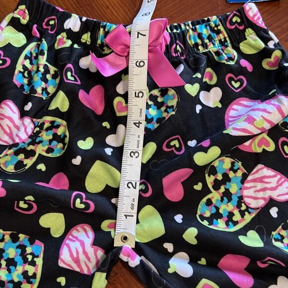 Night Life Girls XS 4/5 Black Heart Print Pajama Bottom Flannel Soft - Picture 7 of 8